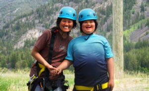 Capernaum buddies enjoy a flight on the zip line at RockRidge Canyon