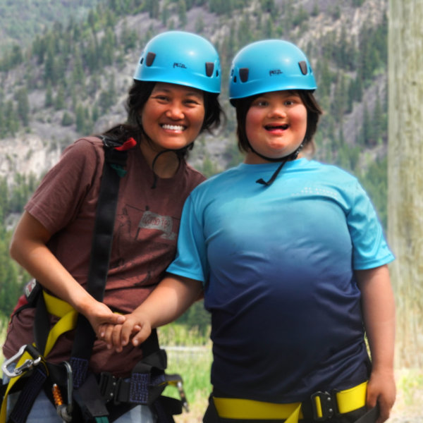 Capernaum buddies enjoy a flight on the zip line at RockRidge Canyon